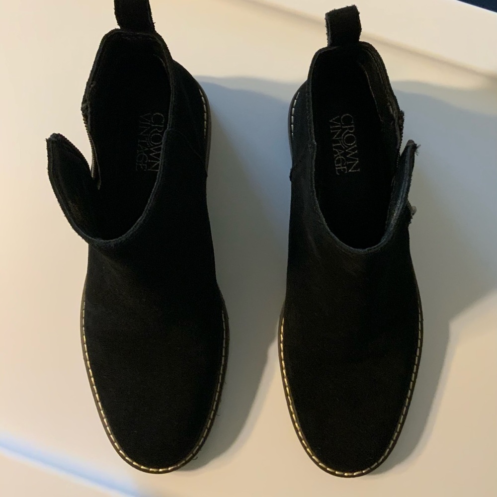 Crown Vintage Women’s Black Suede Leather Ankle Boots - Picture 8 of 8